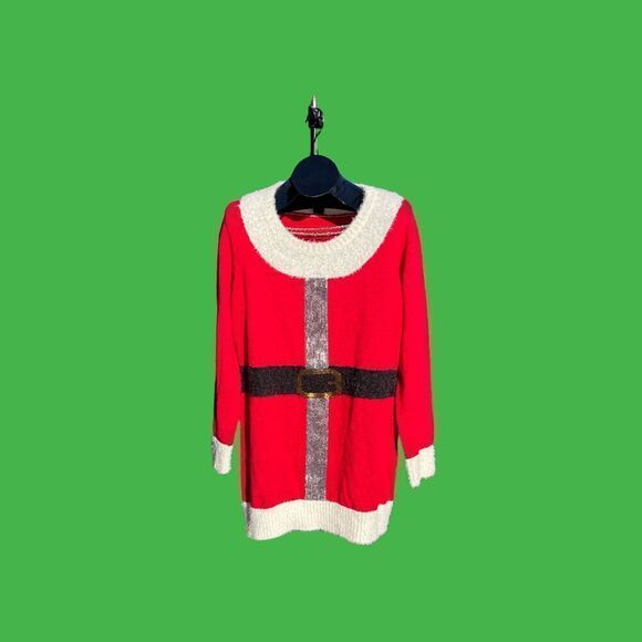 United States Sweaters Holiday Red White Santa Christmas Sweater Dress Size XL - Picture 7 of 7